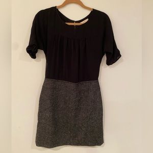 LOFT too and bottom dress, black sheer top, wool skirt, size small